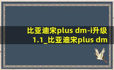 比亚迪宋plus dm-i升级1.1_比亚迪宋plus dm-i升级音响